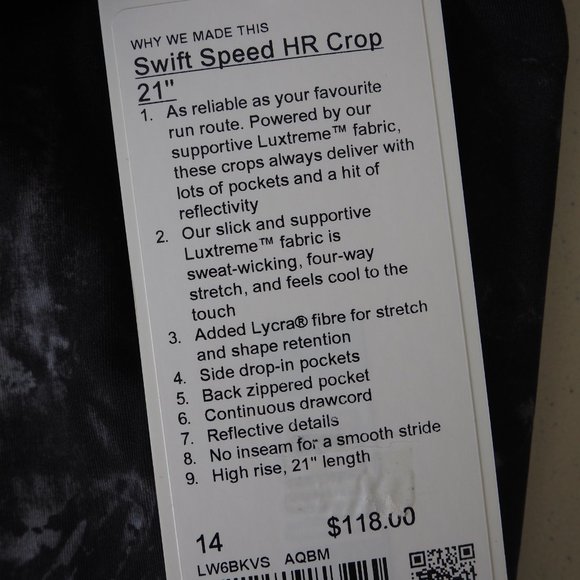 Lululemon Women's Swift Speed High-Rise Crop 21" Legging Aquila Black Multi - Picture 13 of 15